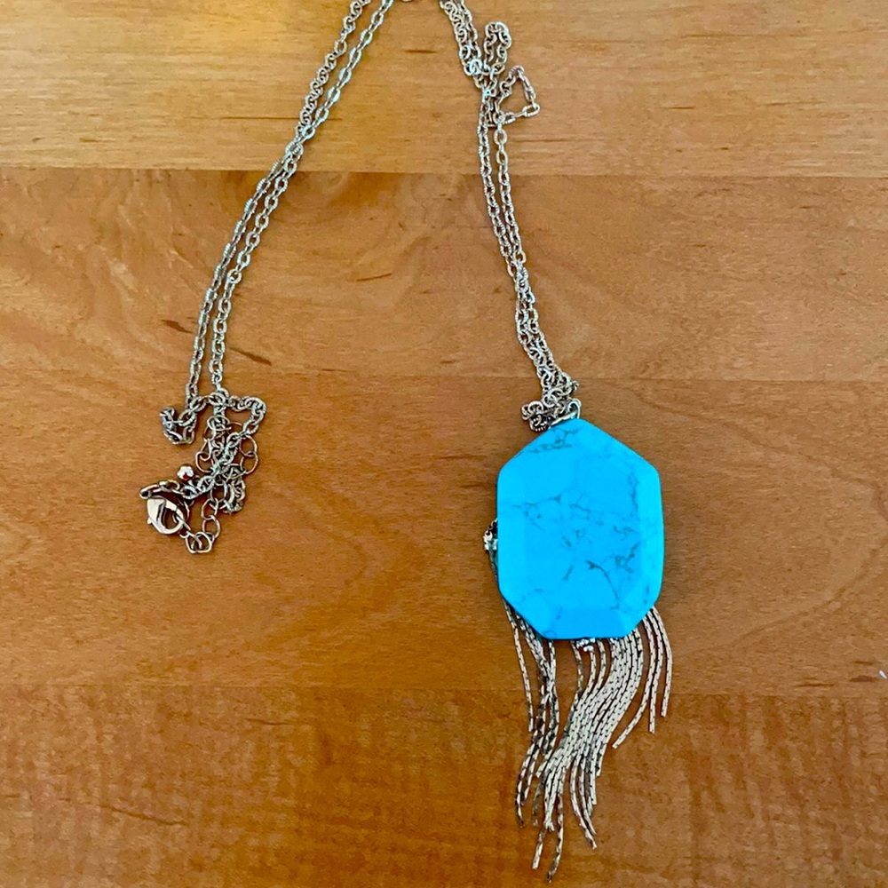 Turquoise with gold fringe necklace